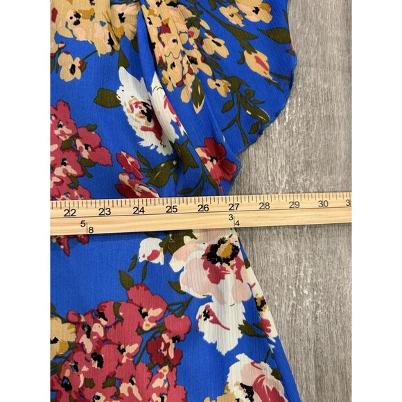 UMGEE Dress Women Size XL Blue Multi Floral Flutter Sleeve Bloomcore Boho - Picture 6 of 8